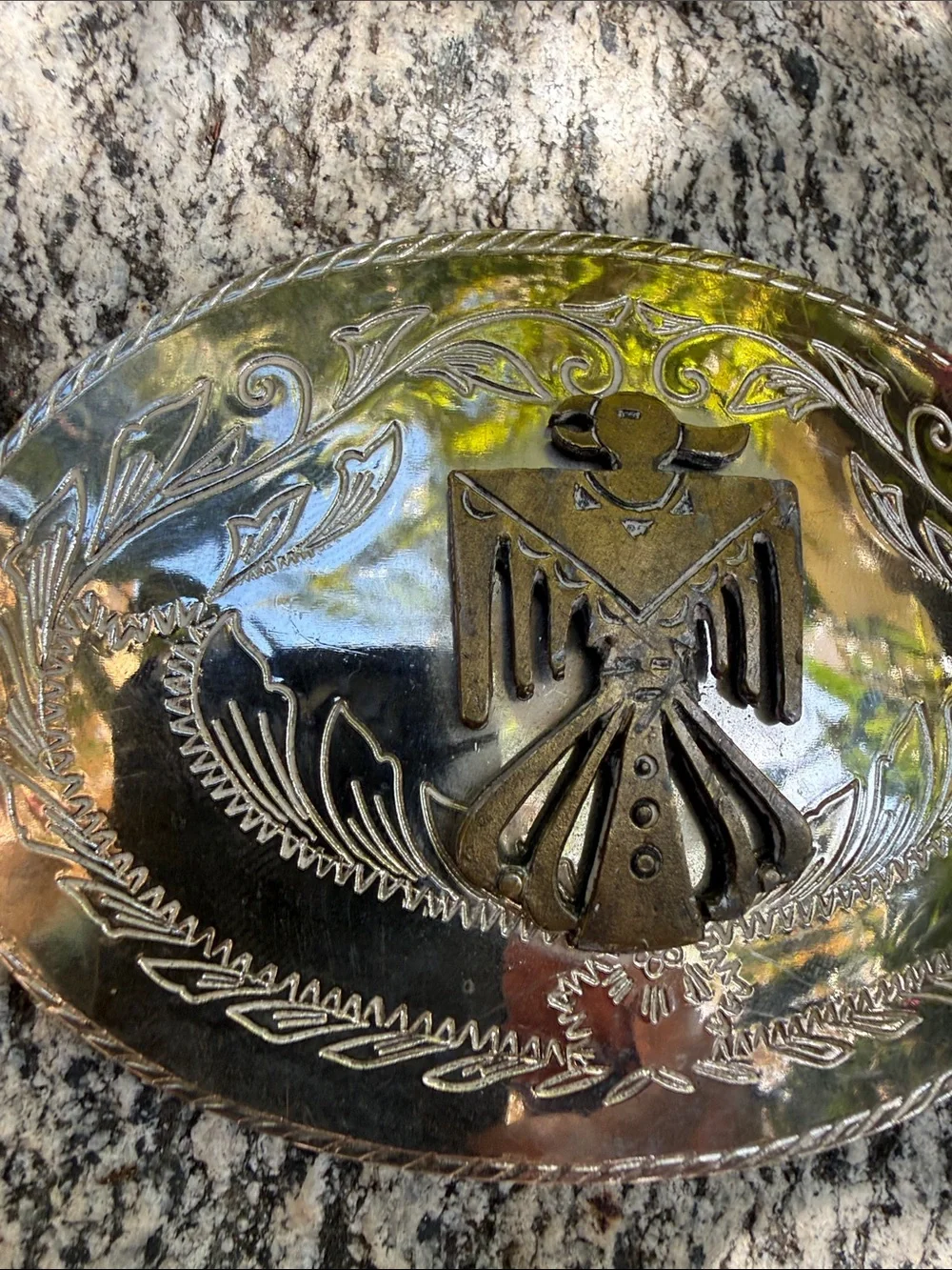 Vintage Navajo thunderbird unmarked belt buckle unisex